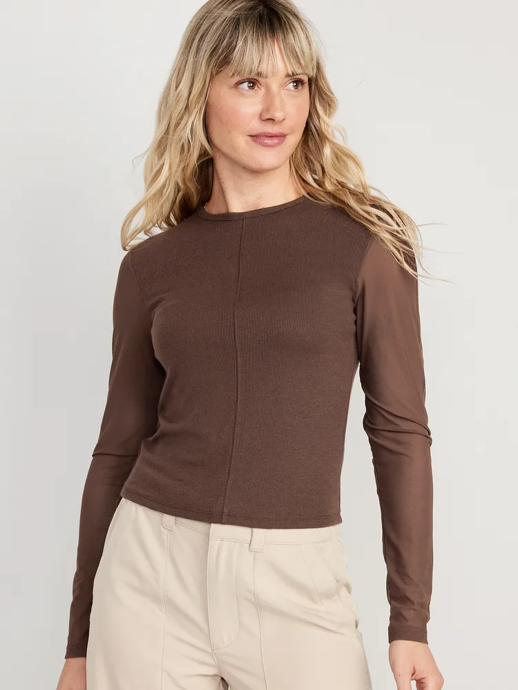 UltraLite Mesh-Sleeve Cropped Top