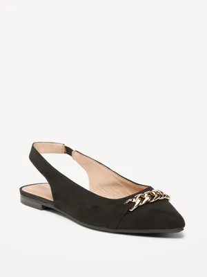 Faux Suede Slingback Chain Ballet Flat for Women