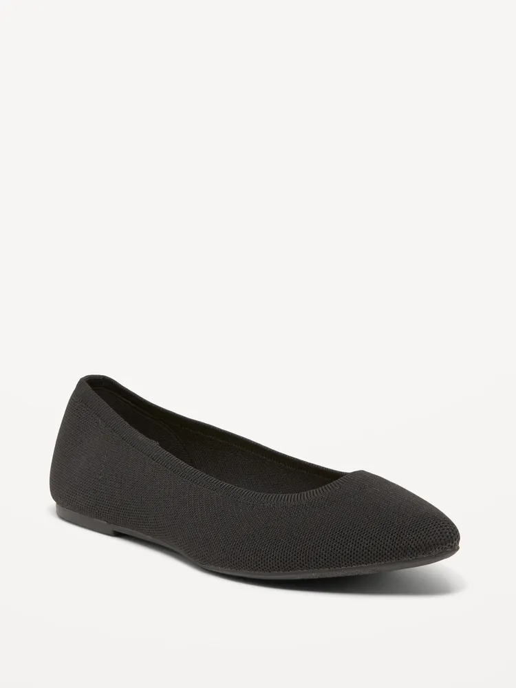 Soft-Knit Pointed-Toe Ballet Flats