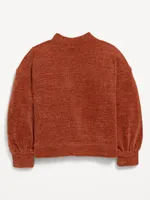 Textured-Chenille Mock-Neck Sweatshirt for Girls