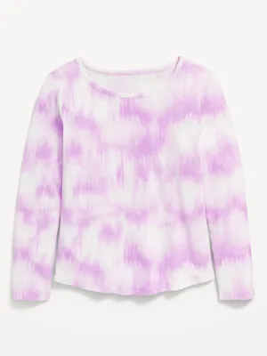 Cozy Long-Sleeve Printed Rib-Knit T-Shirt for Girls