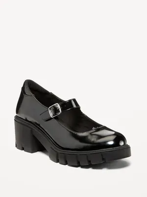 Faux Leather Chunky Heel Mary Jane Shoes for Women