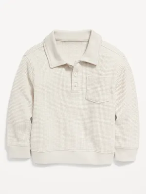 Long-Sleeve Polo Thermal-Knit Top for Toddler Boys