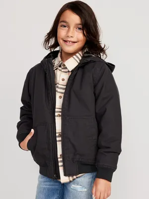 Flannel-Lined Hooded Zip Utility Jacket for Boys