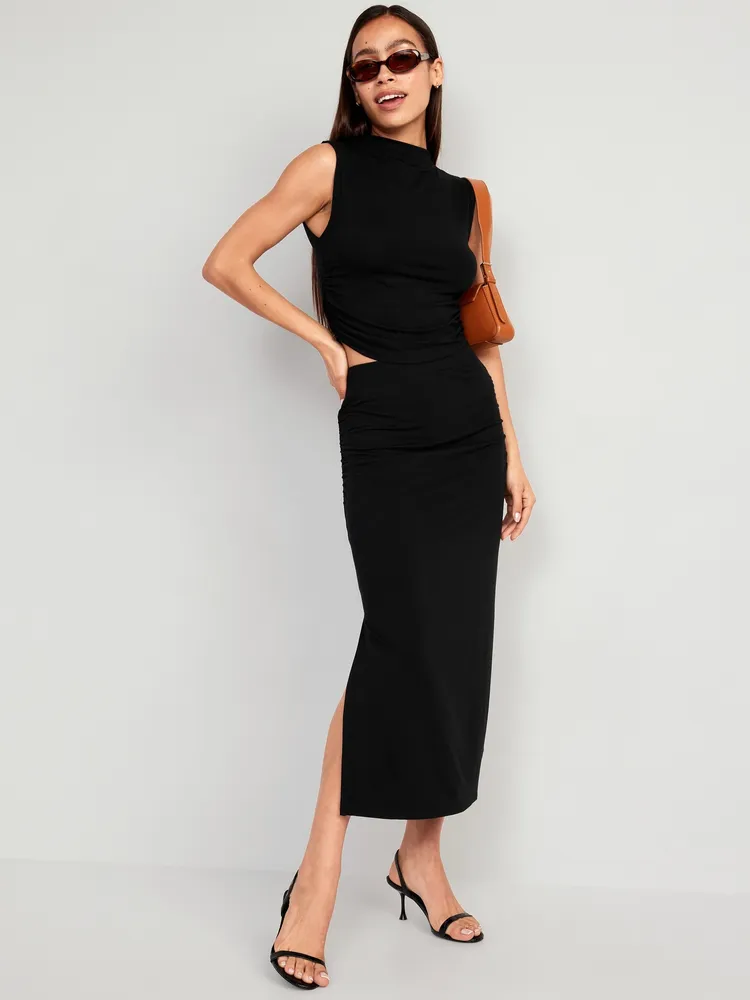 High-Waisted Ruched Maxi Skirt for Women