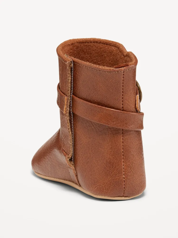 Faux-Leather Tall Buckled Boots for Baby