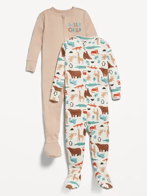 Unisex 2-Way-Zip Snug-Fit Pajama One-Piece 2-Pack for Toddler & Baby