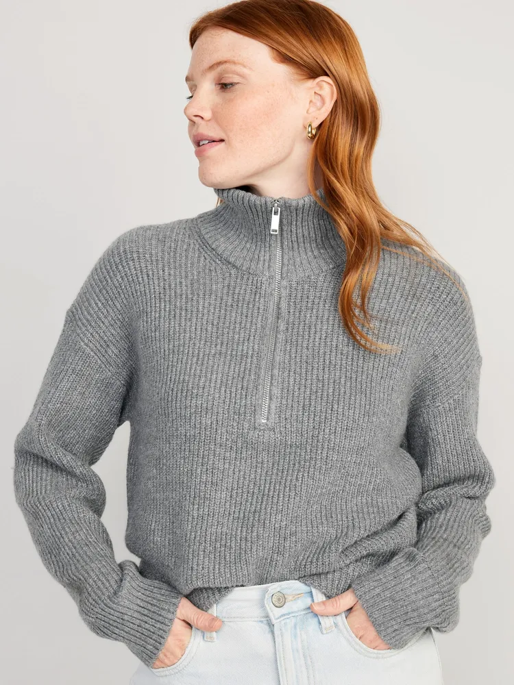 Old Navy Loose 1/2-Zip Shaker-Stitch Pullover
