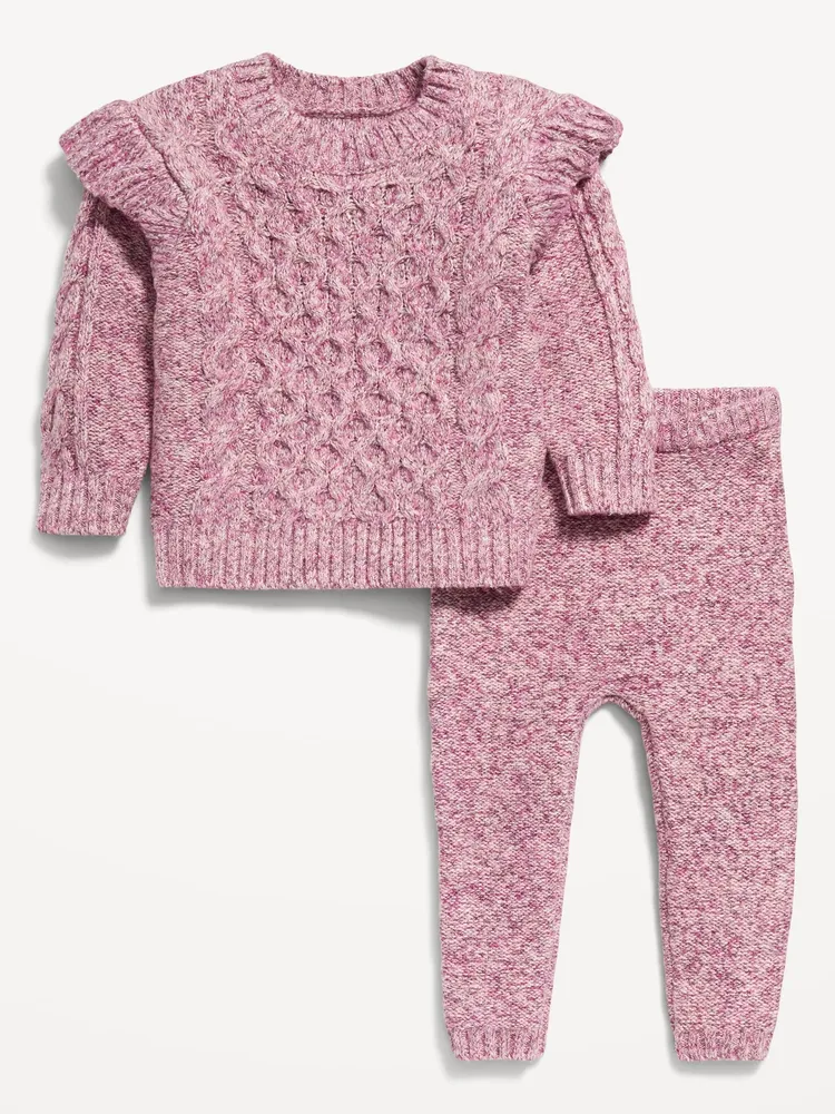 Ruffle-Trim Cocoon Sweater and Pants Set for Baby