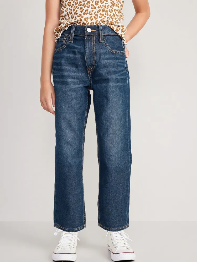 High-Waisted Slouchy Straight  Jeans for Girls