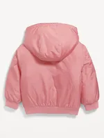 Hooded Zip-Front Water-Resistant Jacket for Toddler Girls