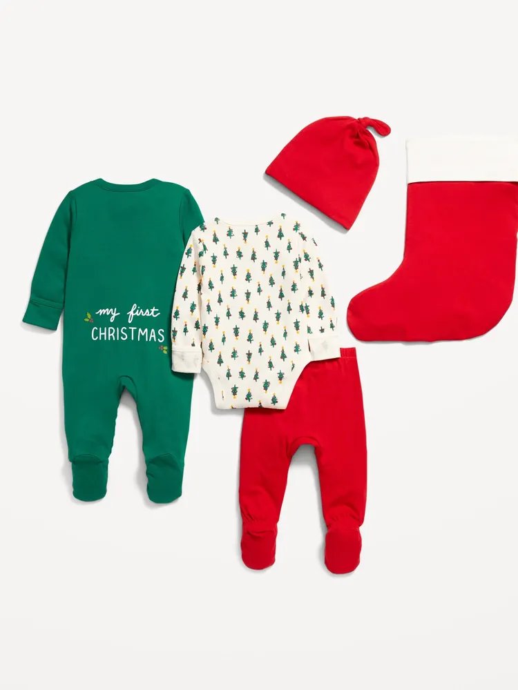 Unisex Soft-Knit 5-Piece Holiday Layette Set for Baby