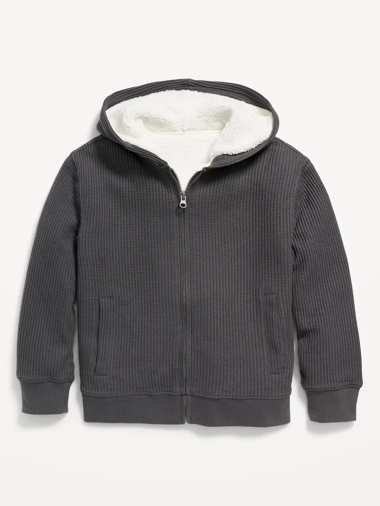 Old Navy Cozy Thermal-Knit Sherpa-Lined Zip Hoodie for Boys