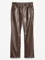 High-Waisted Faux-Leather Boot-Cut Ankle Pants