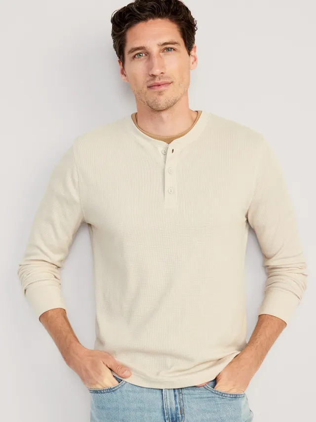 Fitted Rib-Knit Henley T-Shirt