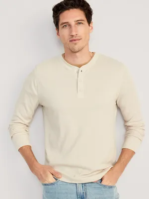 Waffle-Knit Henley T-Shirt for Men