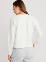 Plush Waffle-Knit Henley Top