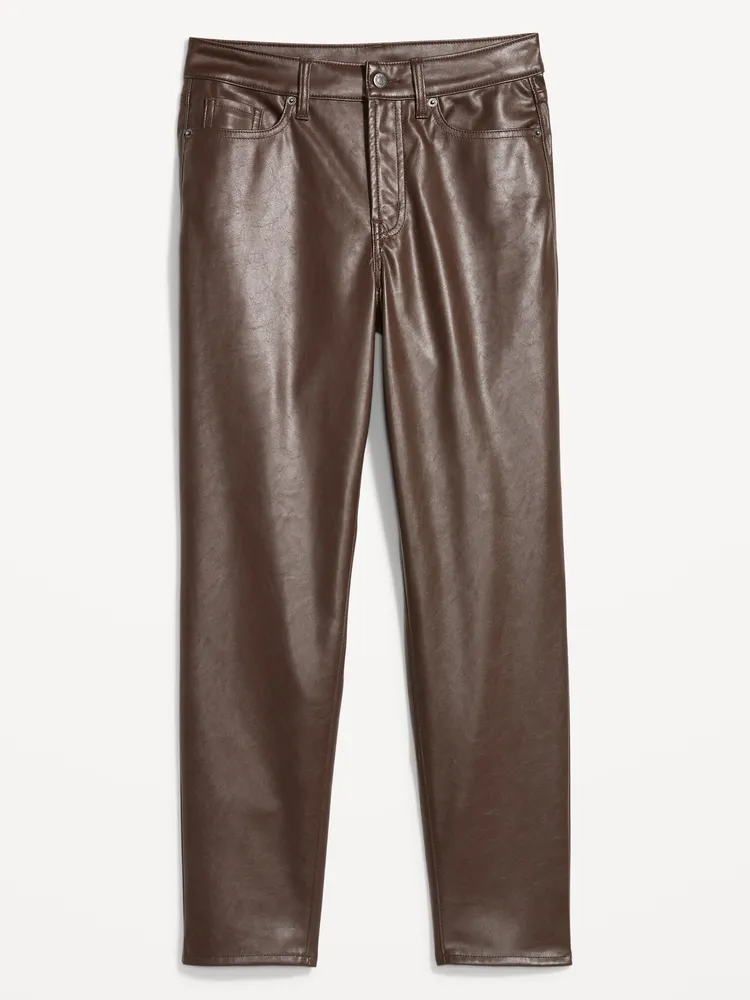 High-Waisted OG Straight Faux-Leather Ankle Pants