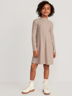 Long-Sleeve Cozy-Knit Mock-Neck Dress for Girls