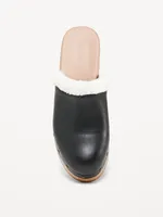 Faux-Leather Sherpa-Lined Clogs