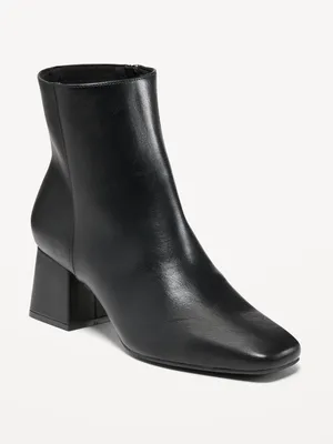 Faux Leather Square Toe Boots for Women