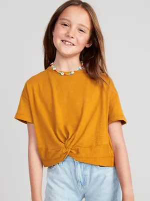 Short-Sleeve Solid Twist-Front T-Shirt for Girls
