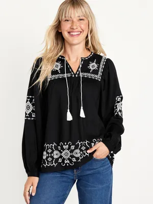 Embroidered Boho Swing Blouse for Women
