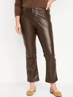 High-Waisted Faux-Leather Boot-Cut Ankle Pants