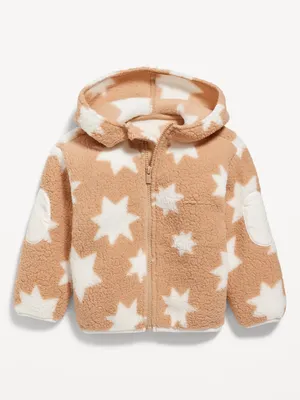 Unisex Printed Sherpa Zip-Front Hooded Jacket for Toddler