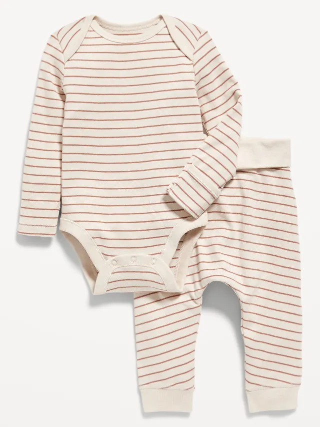 Unisex Striped Organic-Cotton Bodysuit & Pants Set for Baby