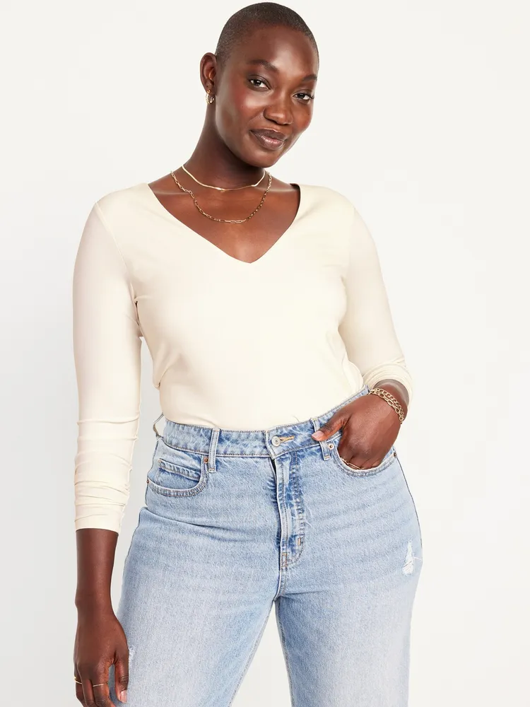 Old Navy Long-Sleeve Double-Layer Sculpting Cropped T-Shirt for
