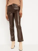 High-Waisted Faux-Leather Boot-Cut Ankle Pants