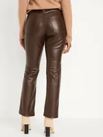 High-Waisted Faux-Leather Boot-Cut Ankle Pants