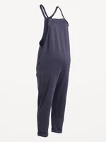 Maternity Knotted-Strap Fleece Overalls