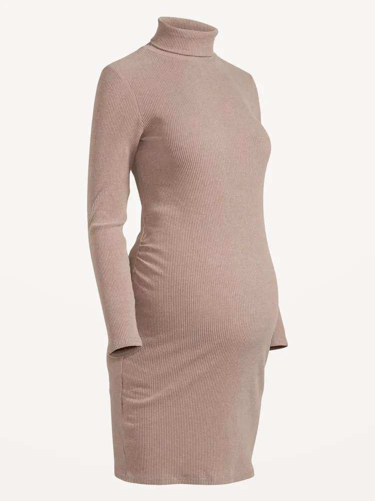 Maternity Long Sleeve Turtleneck Bodycon Dress