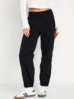 High-Waisted Ankle-Zip Cargo Joggers