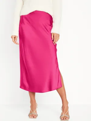 Satin Midi Slip Skirt for Women