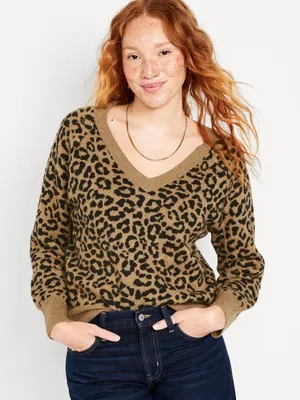 Lightweight V-Neck Cocoon Sweater for Women