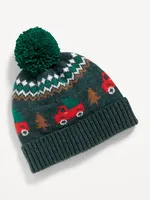 Soft-Knit Pom-Pom Beanie for Toddler Boys