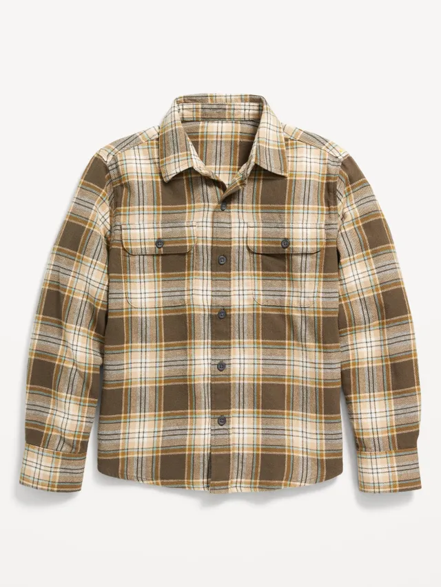 Hooded Soft-Brushed Flannel Shirt for Boys