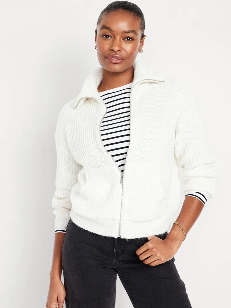 Women's Grey Cardigan Sweater With Buttons and Pockets, Hand