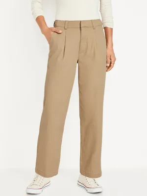 High-Waisted Pleated Chino Ankle Pants for Women