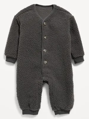 Unisex Long-Sleeve Sherpa Button-Front Bodysuit for Baby