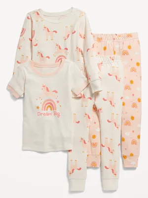 Unisex 4-Piece Snug-Fit Pajama Set for Toddler & Baby