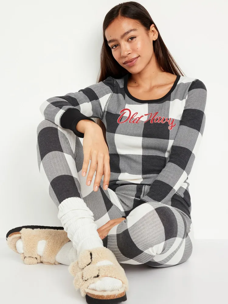 Long Sleeve Waffle-Knit Pajama Top for Women