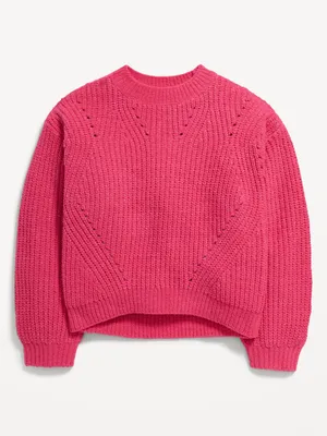 Shaker-Stitch Chenille Sweater for Girls