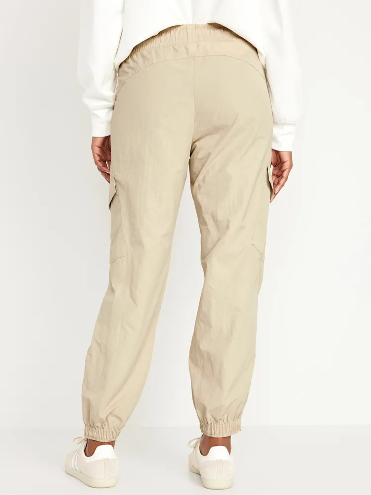 High-Waisted Ankle-Zip Cargo Joggers