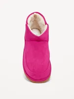 Faux Suede Sherpa-Lined Slippers