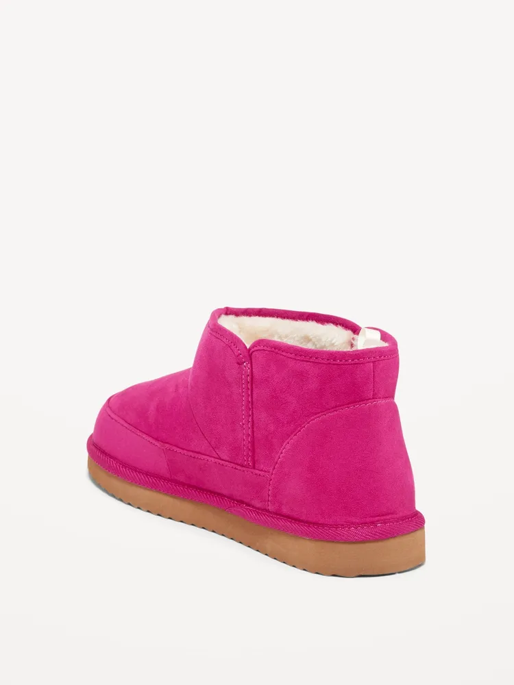 Faux Suede Sherpa-Lined Slippers