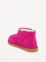 Faux Suede Sherpa-Lined Slippers